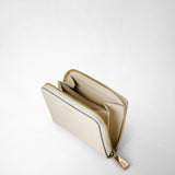 Small zip-around wallet in seta leather - cream