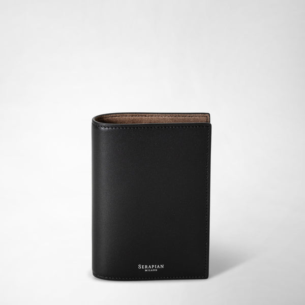 Passport holder in seta leather - black