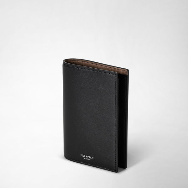 Passport holder in seta leather - black