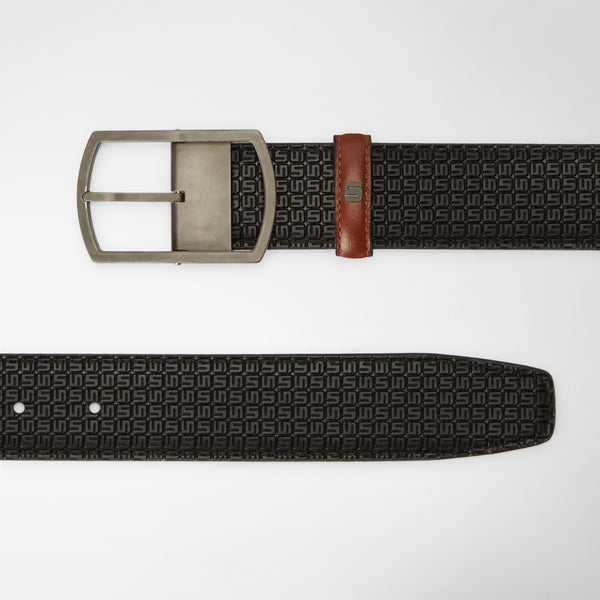 Cintura reversibile in stepan 72 - black/cuoio