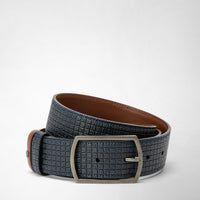 REVERSIBLE BELT IN STEPAN 72 Ocean Blue/Cuoio