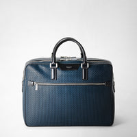 DOUBLE GUSSET BRIEFCASE IN STEPAN Ocean Blue/Black