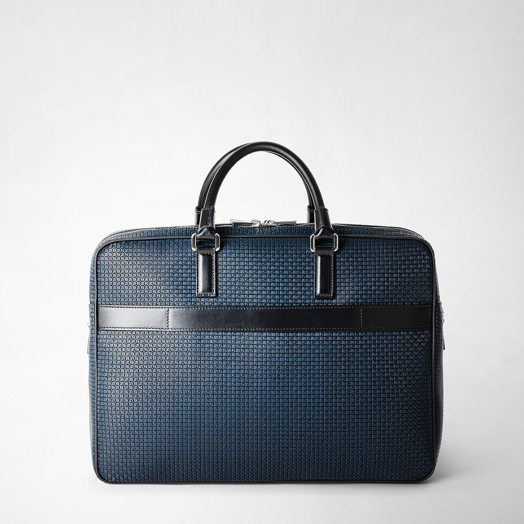 Double gusset briefcase in stepan ocean blue-black
