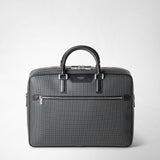 Double gusset briefcase in stepan - asphalt gray/black