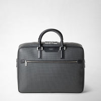 DOUBLE GUSSET BRIEFCASE IN STEPAN Asphalt Gray/Black