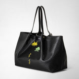 Secret tote bag in stepan - space invaders black