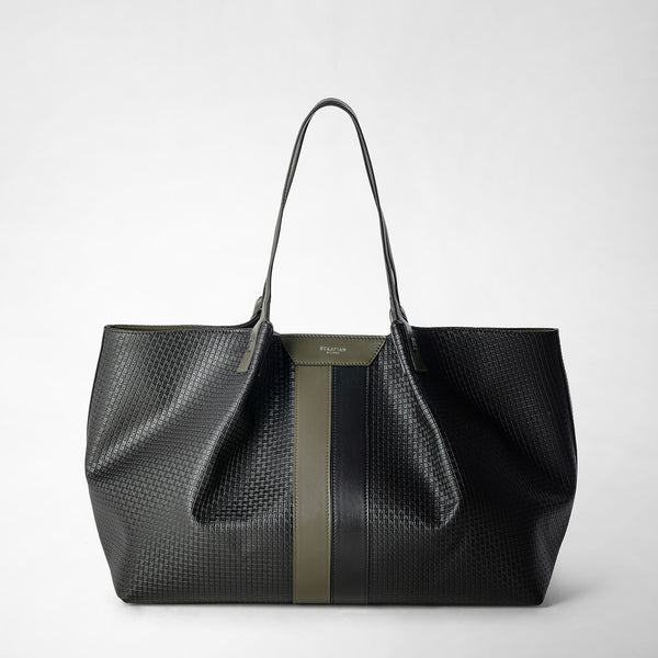 Secret tote bag in stepan - eclipse black/moss green