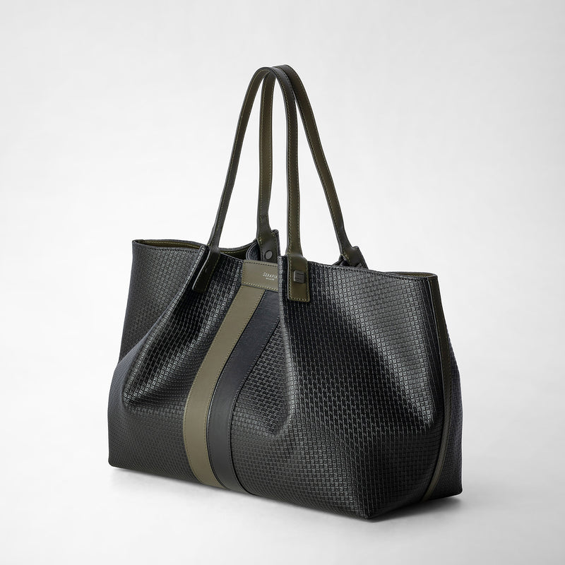 Secret tote bag in stepan - eclipse black/moss green
