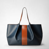Secret tote bag in stepan 72 - ocean blue/cuoio