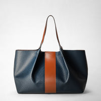 SECRET TOTE BAG IN STEPAN 72 Ocean Blue/Cuoio