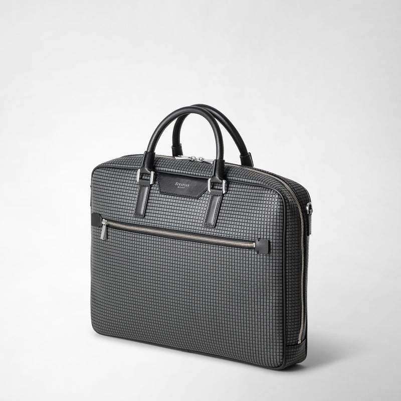 Slim briefcase in stepan - asphalt gray/black