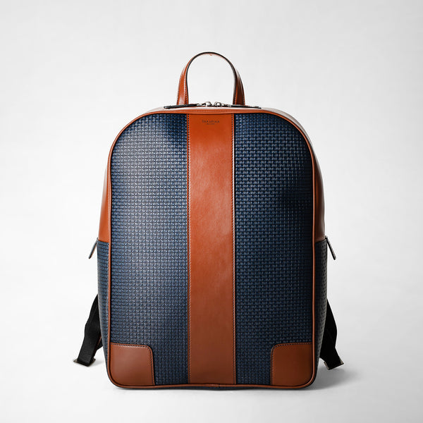 Backpack in stepan 72 - ocean blue/cuoio