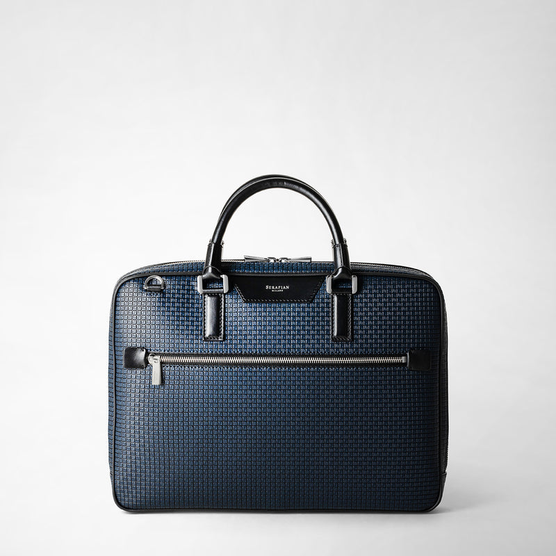 Extra slim briefcase in stepan - ocean blue/black