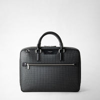 EXTRA SLIM BRIEFCASE IN STEPAN Asphalt Gray/Black