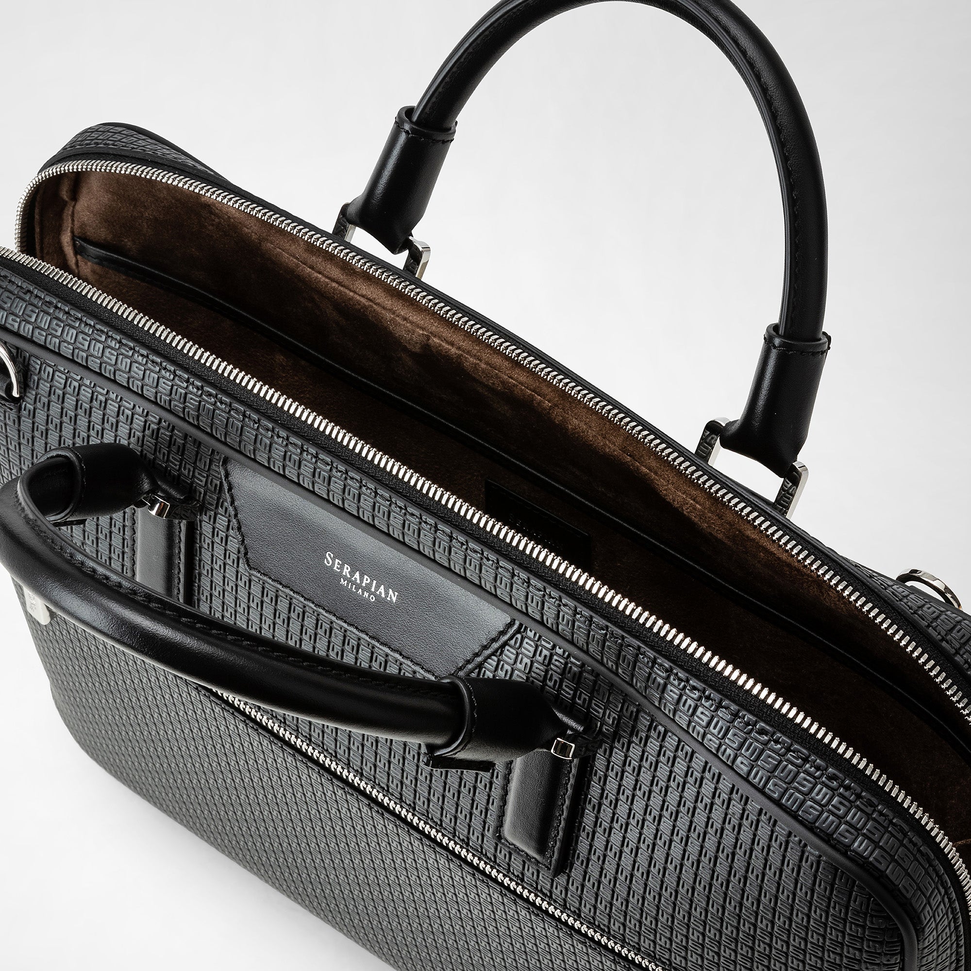 Extra slim briefcase in stepan asphalt gray and black