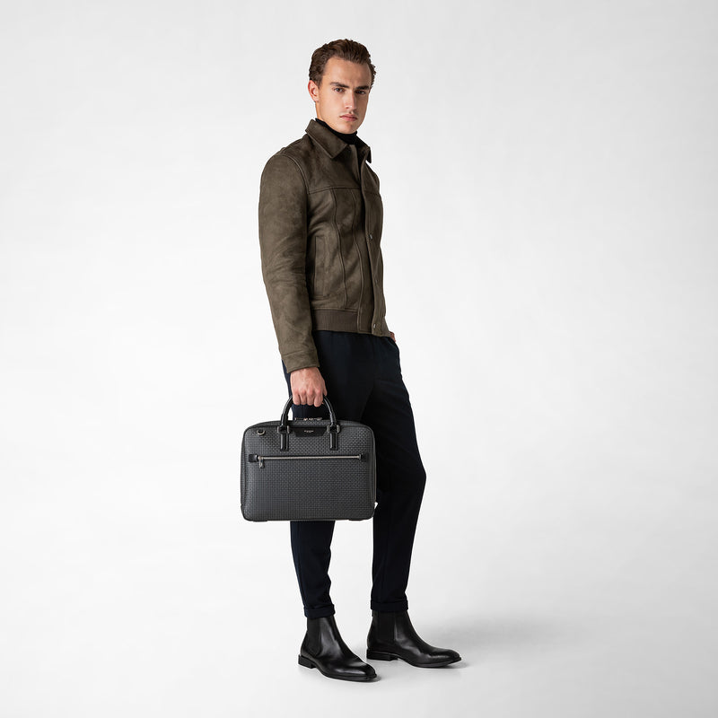 Extra slim briefcase in stepan - asphalt gray/black