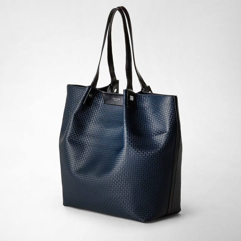 Vertical secret tote bag in stepan - ocean blue/black