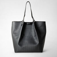 VERTICAL SECRET TOTE BAG IN STEPAN 72 Asphalt Gray/Black