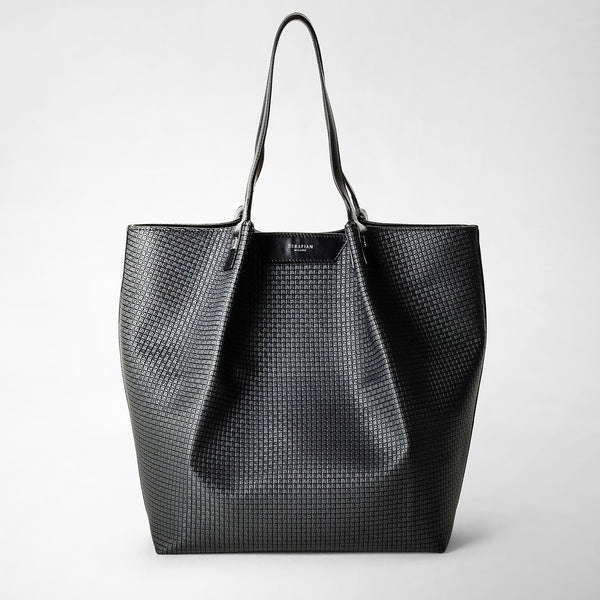 Vertical secret tote bag in stepan - asphalt gray/black