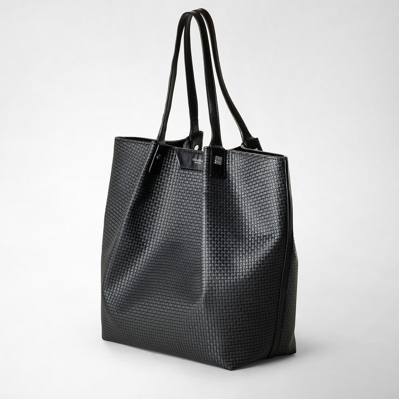 Vertical secret tote bag in stepan - asphalt gray/black