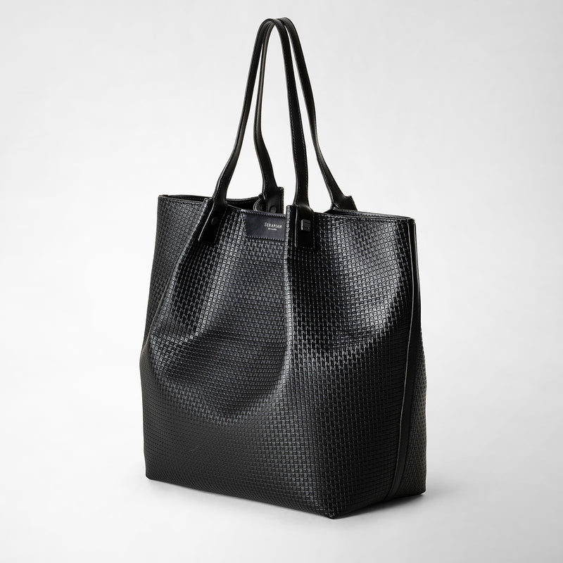 Vertical secret tote bag in stepan - black/eclipse black