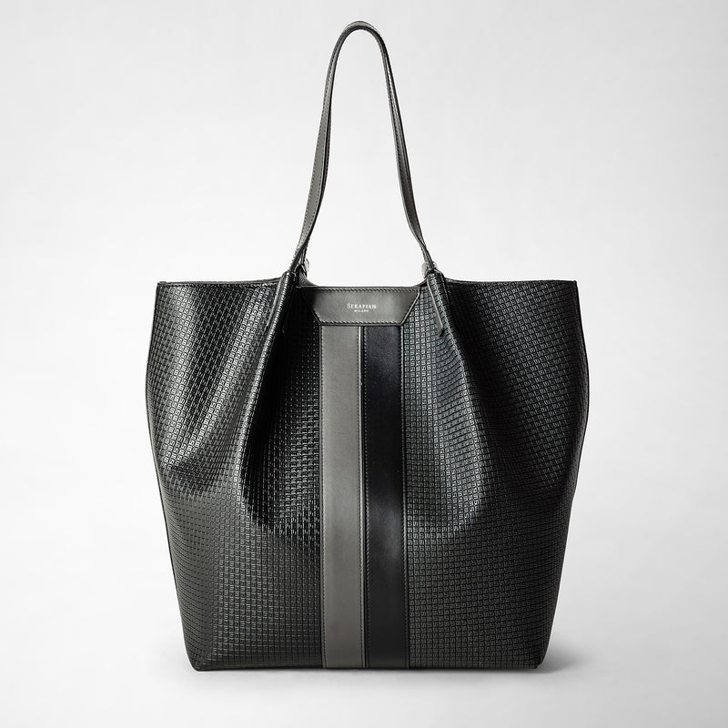 Vertical secret tote bag in stepan - black/asphalt/asphalt