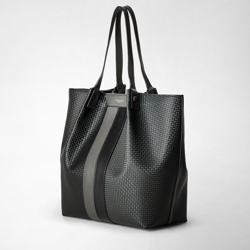 Vertical secret tote bag in stepan - black/asphalt/asphalt