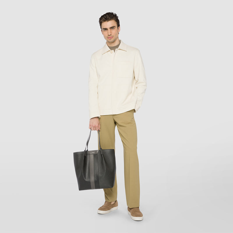 Vertical secret tote bag in stepan - black/asphalt/asphalt
