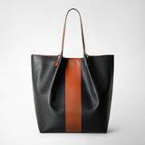 Vertical secret tote bag in stepan 72 - black/cuoio