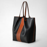 Vertical secret tote bag in stepan 72 - black/cuoio