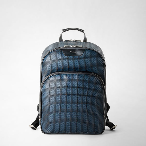 Italian Leather Backpack City - Blue