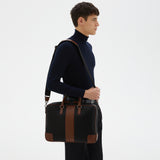Slim briefcase in stepan 72 - black/cuoio