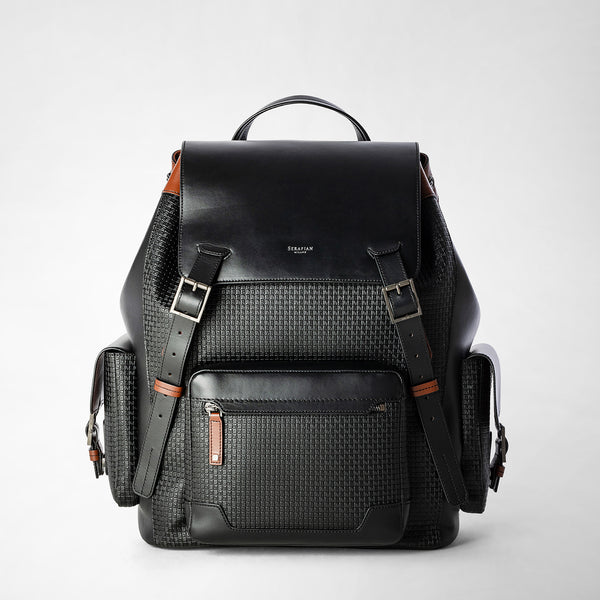 Grosser rucksack aus stepan 72 - black/black/cuoio