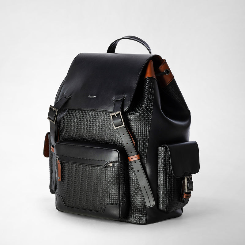 Grosser rucksack aus stepan 72 - black/black/cuoio
