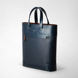 Vertical tote bag in stepan 72 - ocean blue/navy/cuoio