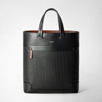 VERTICAL TOTE BAG IN STEPAN 72 Black/Black/Cuoio