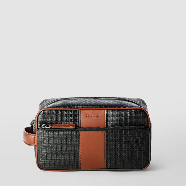 Washbag in stepan 72 - black/cuoio