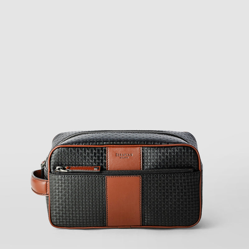 Trousse da bagno in stepan 72 - black/cuoio