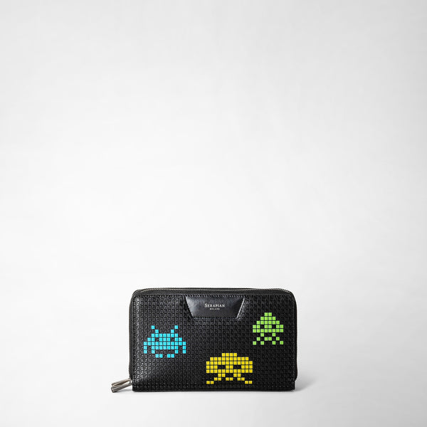 Travel companion with double zip in stepan - space invaders black
