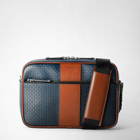 SLING BACKPACK IN EVOLUZIONE LEATHER Ocean Blue/Cuoio