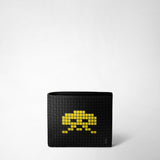 4-card billfold wallet with coin pouch in stepan - space invaders black