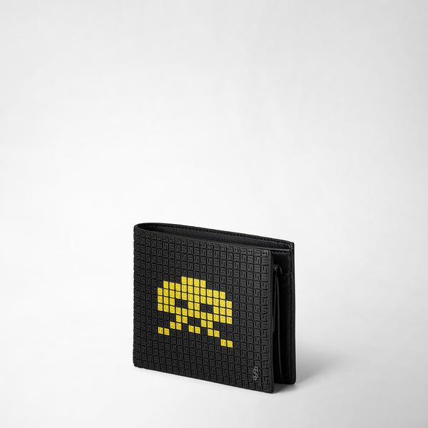 Portafoglio per 4 carte con portamonete in stepan - space invaders black