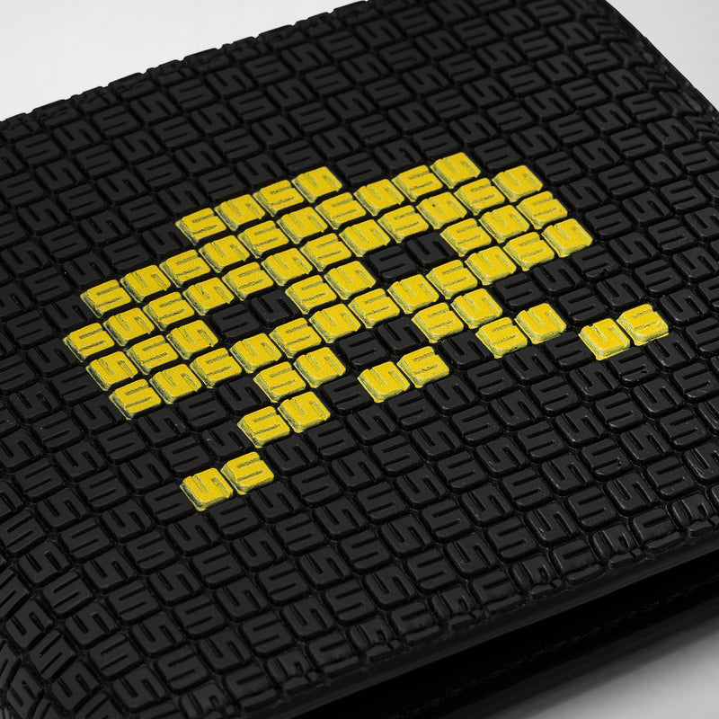 4-card billfold wallet with coin pouch in stepan - space invaders black