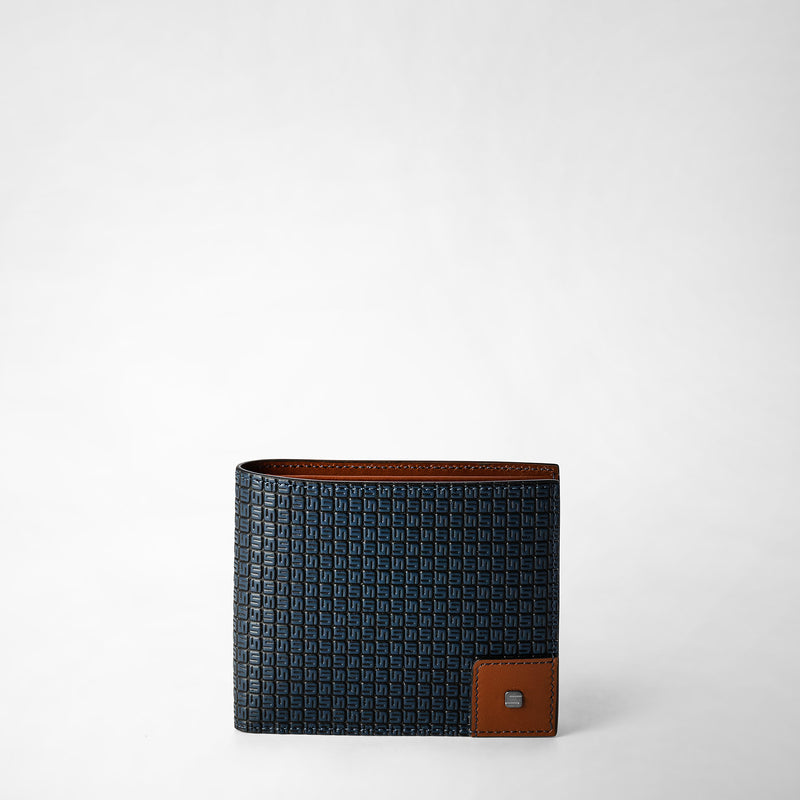 8-card billfold wallet in stepan - ocean blue/cuoio