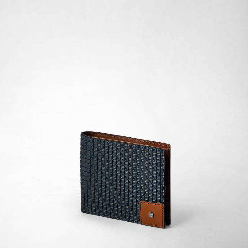 8-card billfold wallet in stepan - ocean blue/cuoio