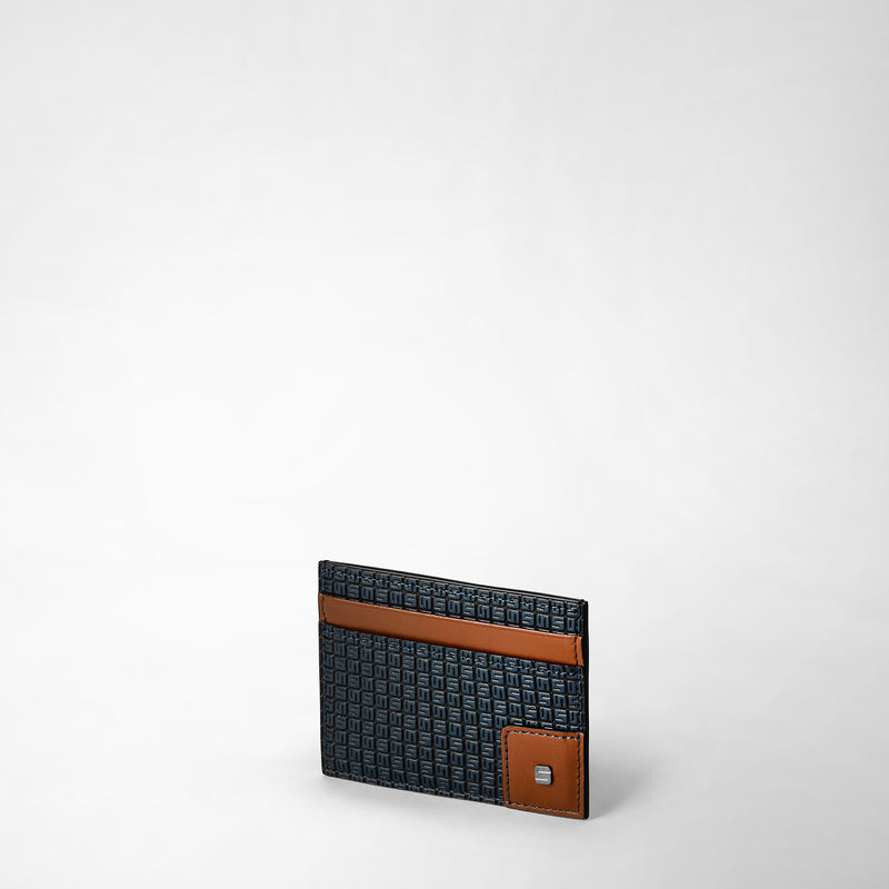 4-card holder in stepan 72 - ocean blue/cuoio