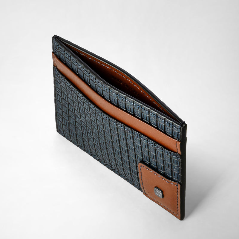 4-card holder in stepan 72 - ocean blue/cuoio