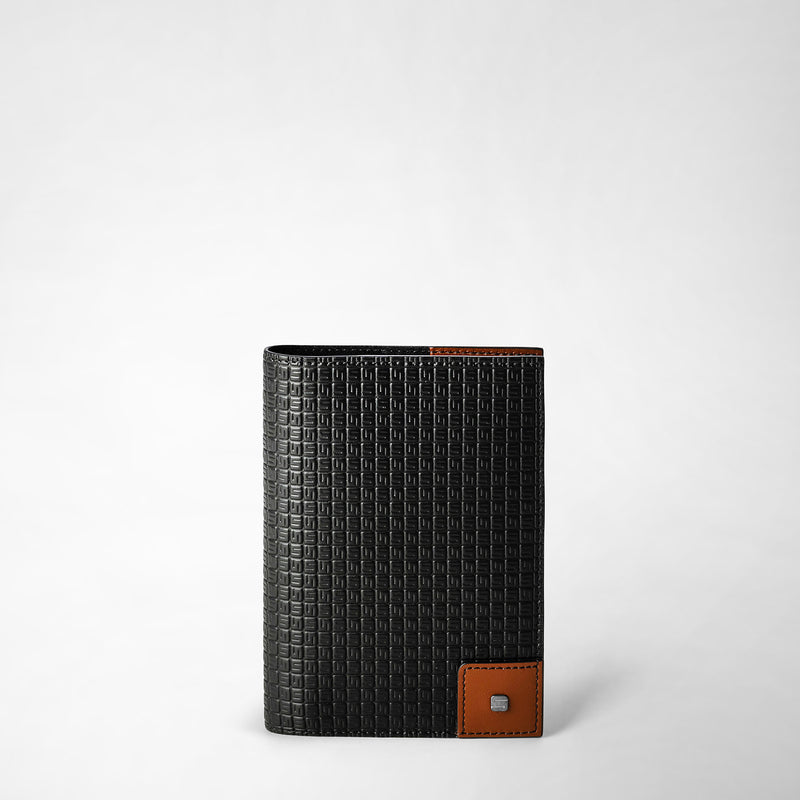 Passport holder in stepan 72 - black/cuoio