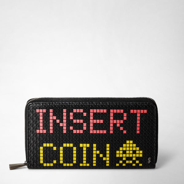 Zip-around wallet in stepan - space invaders black