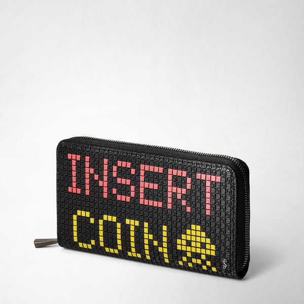 Geldbörse mit rundumreissverschluss aus stepan - space invaders black